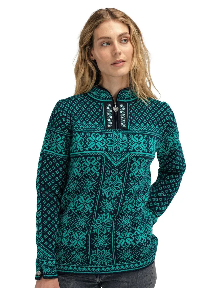 Women Dale Of Norway Halfzip Peace Knit Sweater