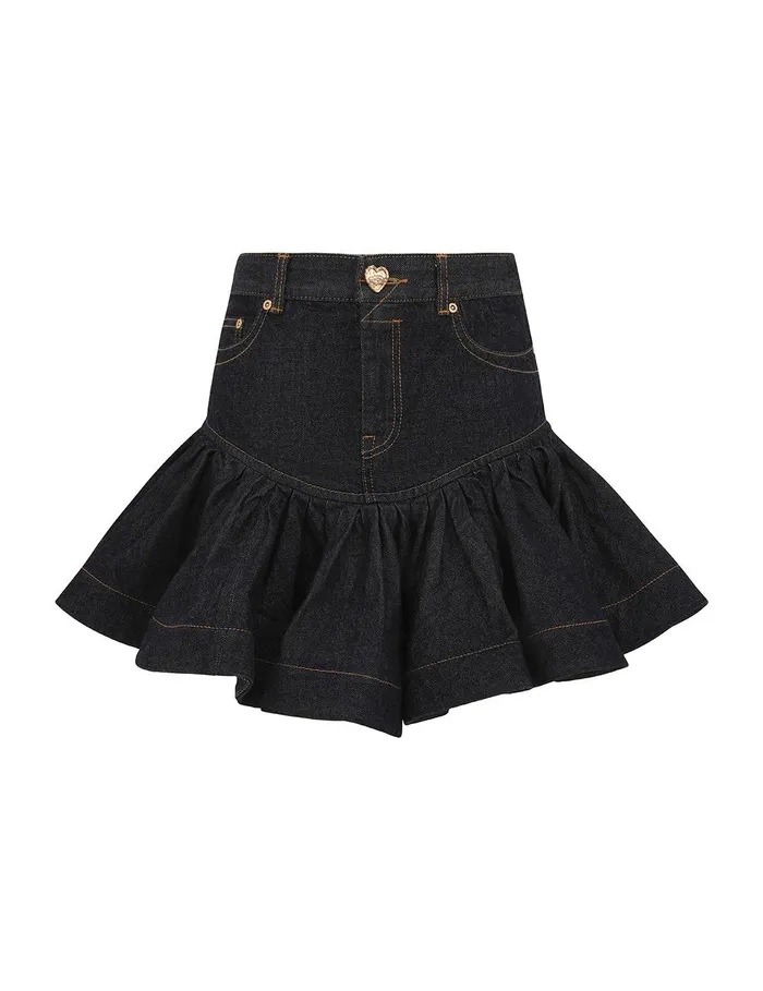 Women Denim Zimmermann Crush Denim Frill Mini Skirt Night Sky