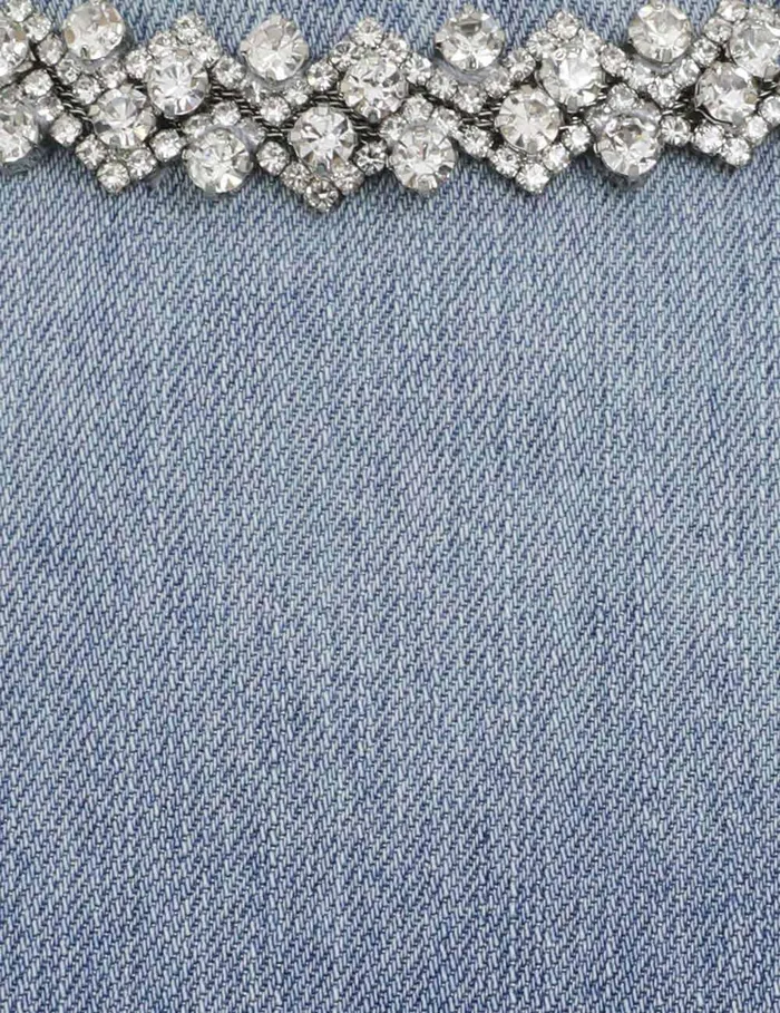Women Denim Zimmermann Crush Embellished Denim Top Blue Moon