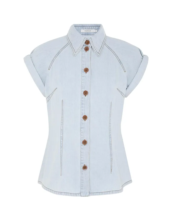 Women Denim Zimmermann Tallow Denim Blouse Seaside