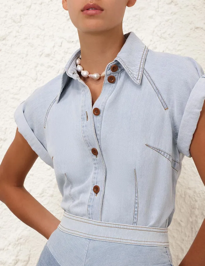 Women Denim Zimmermann Tallow Denim Blouse Seaside