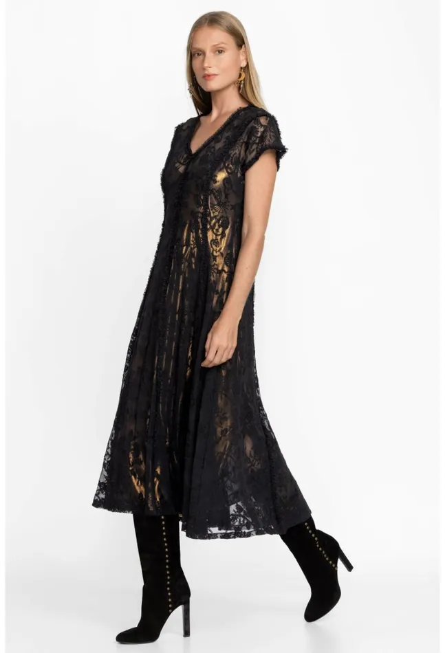 Women Dina Mesh Midi Dress Black Johnny Was Dresses