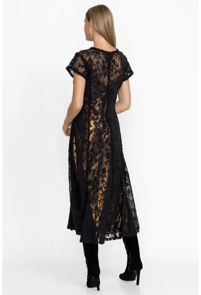 Women Dina Mesh Midi Dress Black Johnny Was Dresses