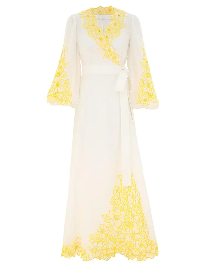 Women Dresses and Coverups Zimmermann Golden Embroidered Midi Dress Ivoryyellow Women Dresses and Coverups Zimmermann Golden Embroidered Midi Dress Ivoryyellow