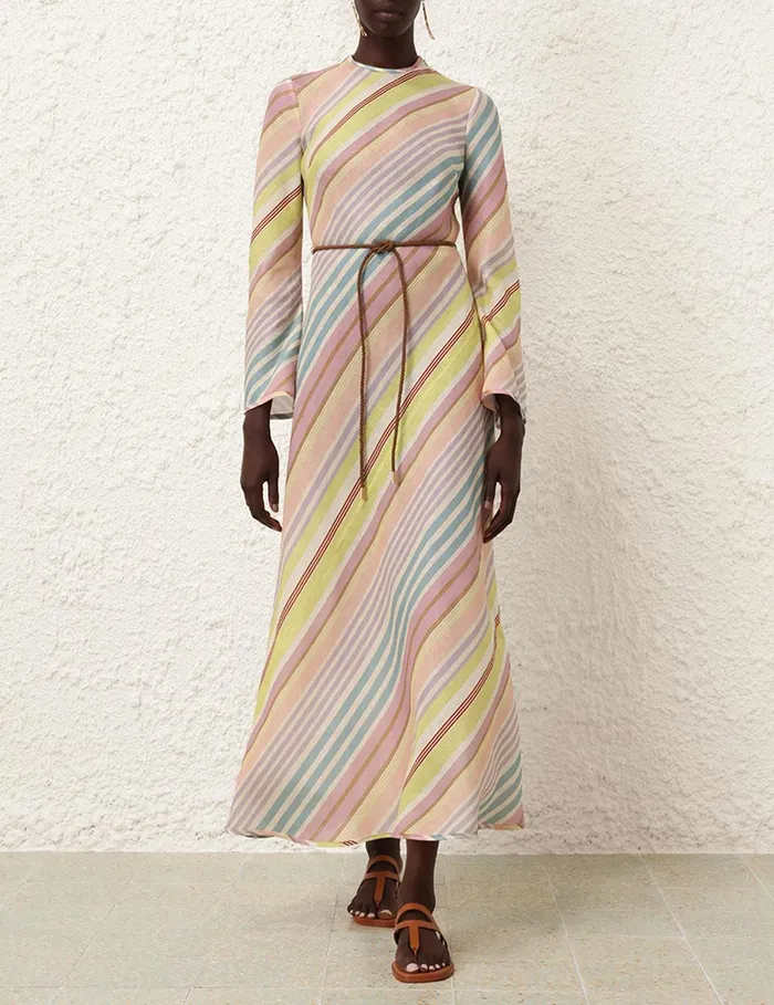 Women Dresses and Coverups Zimmermann Halliday Bias Long Dress Multi Stripe