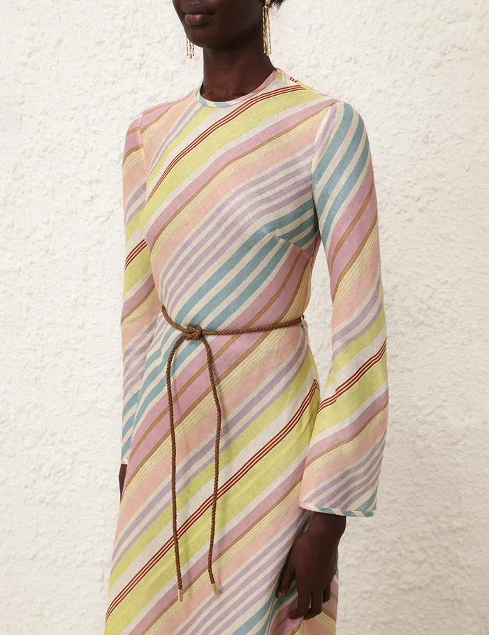 Women Dresses and Coverups Zimmermann Halliday Bias Long Dress Multi Stripe