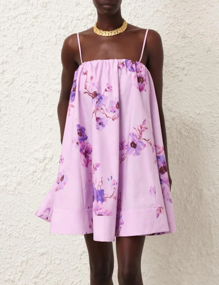 Women Dresses and Coverups Zimmermann Lightburst Puff Mini Dress Purple Floral