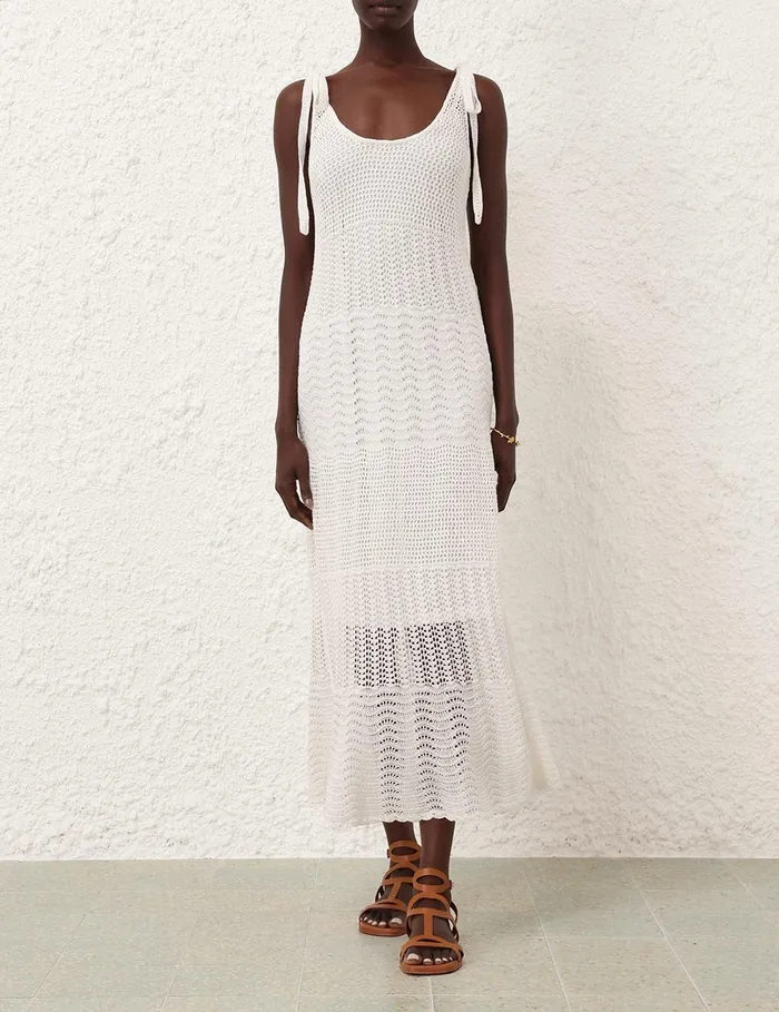Women Dresses and Coverups Zimmermann Lightburst Textured Dress Ivory