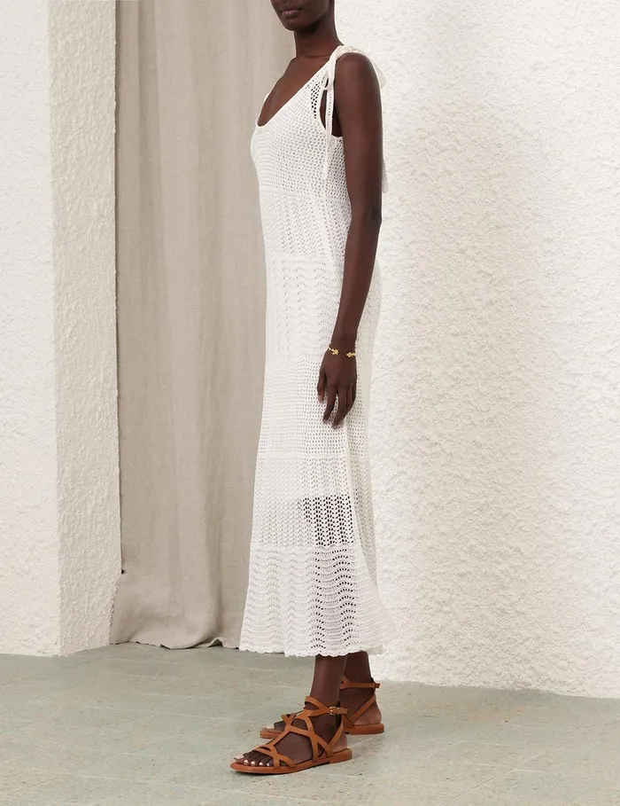 Women Dresses and Coverups Zimmermann Lightburst Textured Dress Ivory