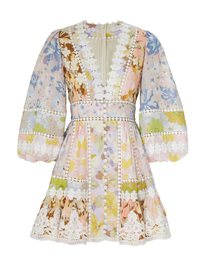 Women Dresses and Coverups Zimmermann Pop Trimmed Mini Dress Spliced