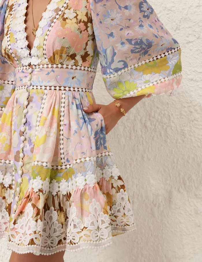Women Dresses and Coverups Zimmermann Pop Trimmed Mini Dress Spliced