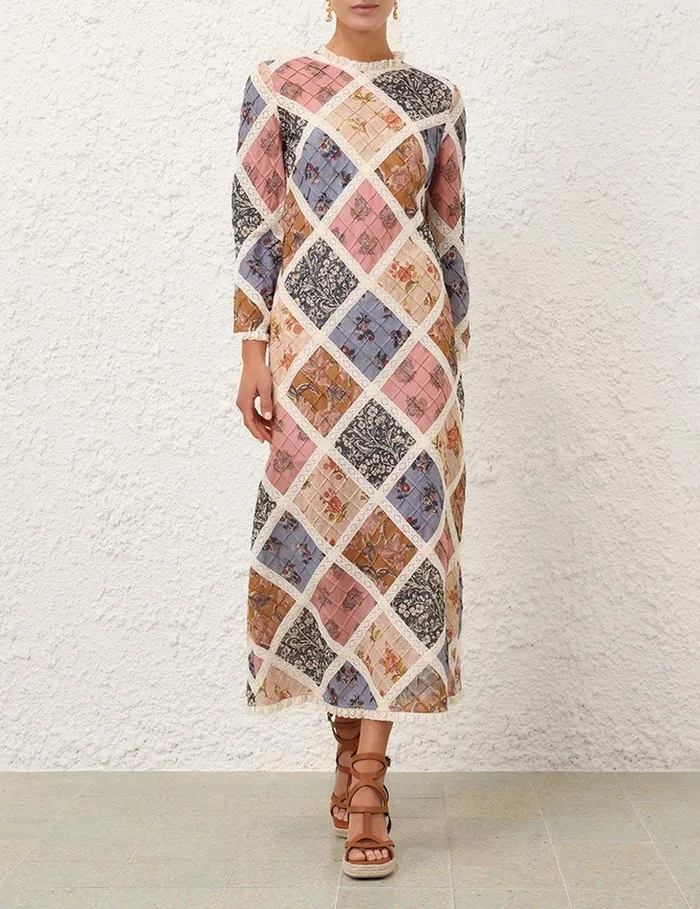 Women Dresses and Coverups Zimmermann Tallow Lace Trim Midi Dress Spliced