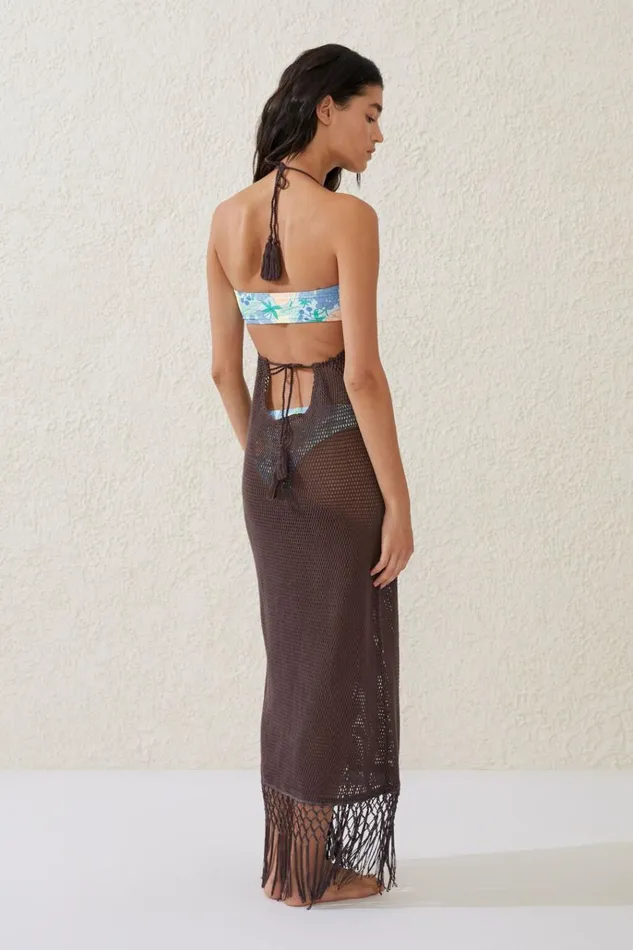 Women Dresses Cotton On Fringed Beach Maxi Dress Willow Brown