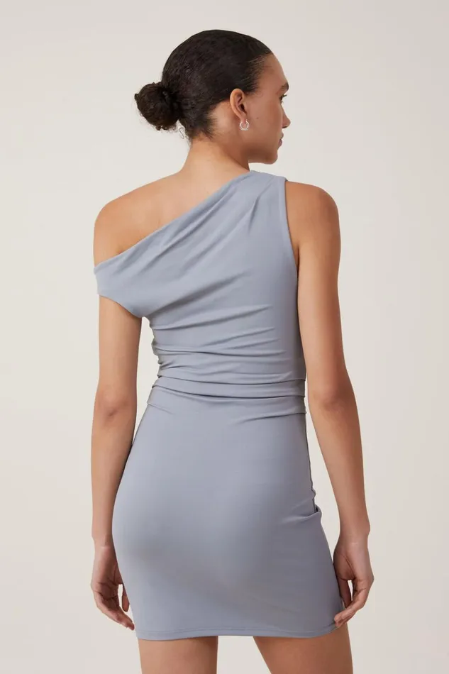 Women Dresses Cotton On Luxe One Shoulder Mini Dress Moonlight Grey