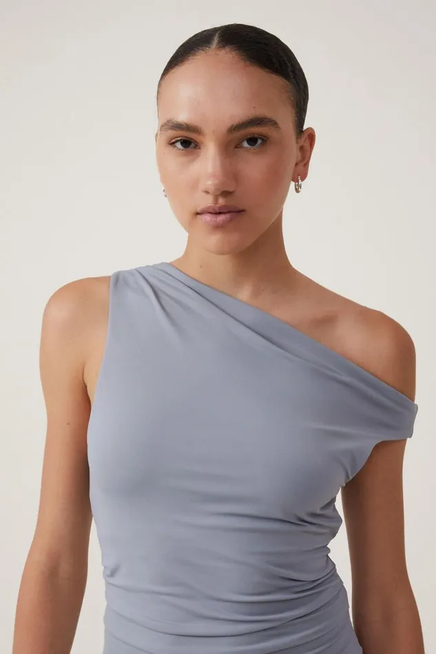 Women Dresses Cotton On Luxe One Shoulder Mini Dress Moonlight Grey