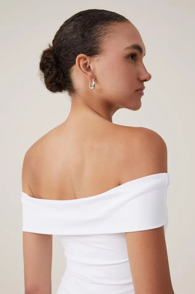 Women Dresses Cotton On Off Shoulder Luxe Mini Dress White