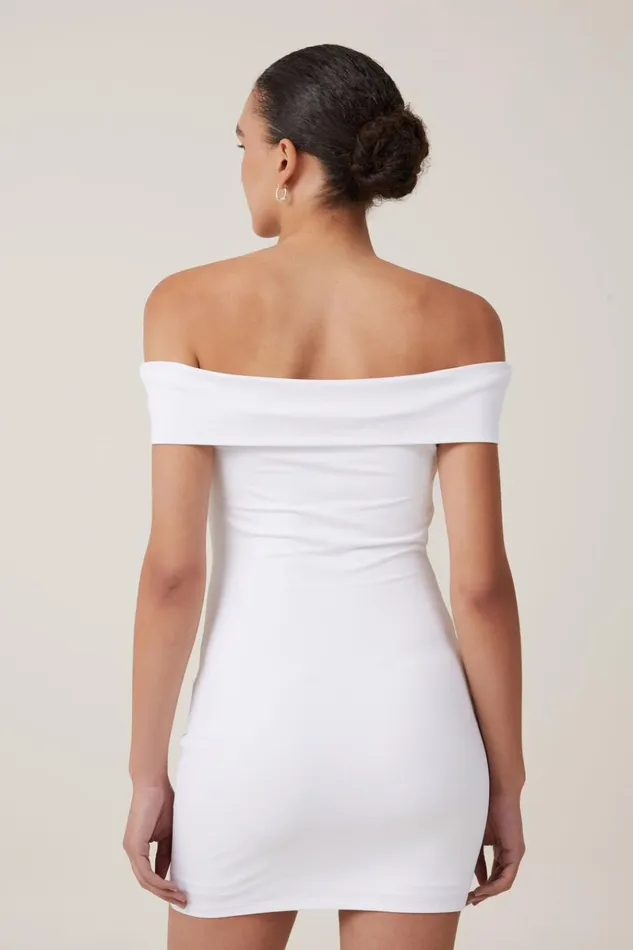 Women Dresses Cotton On Off Shoulder Luxe Mini Dress White
