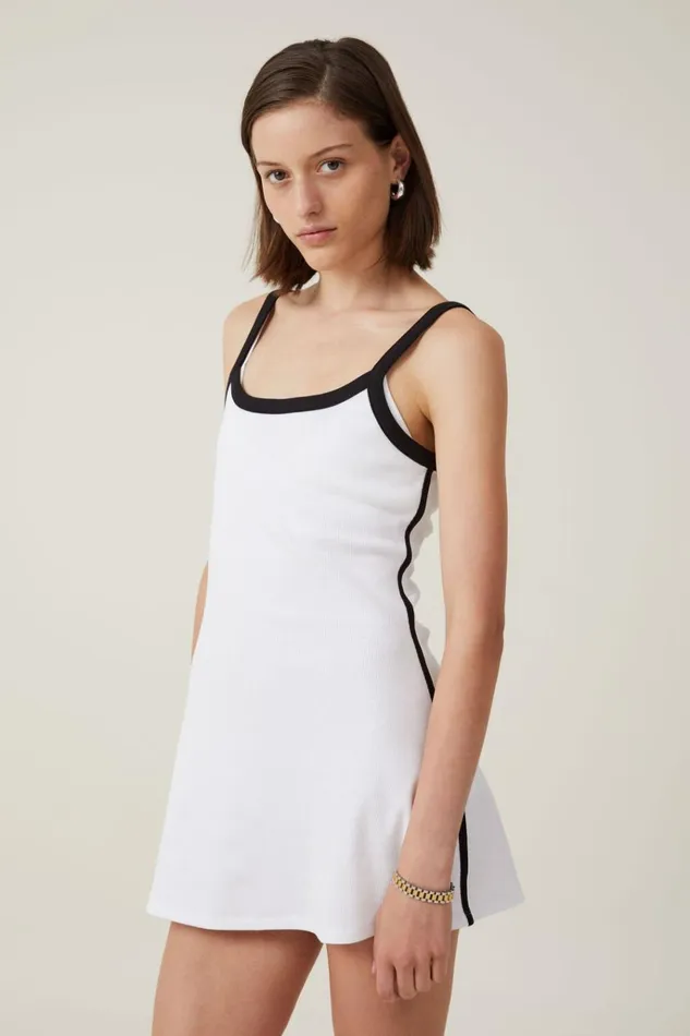 Women Dresses Cotton On Rib Contrast Cami Mini Dress White