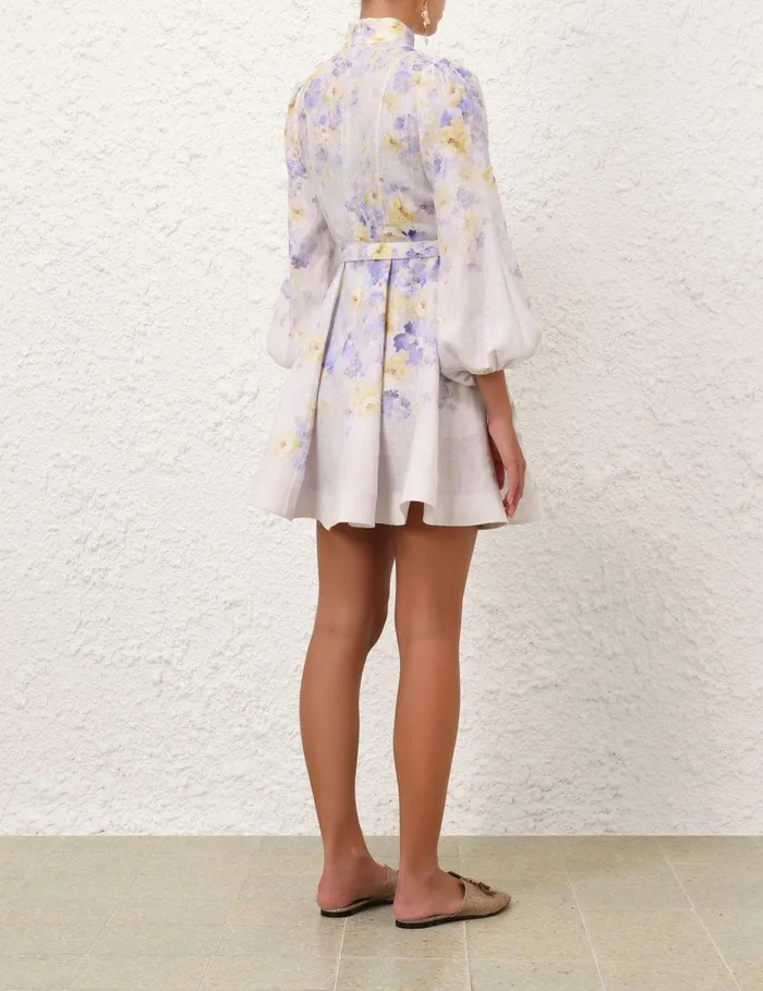 Women Dresses Zimmermann Crush Buttoned Mini Dress Lilac Floral