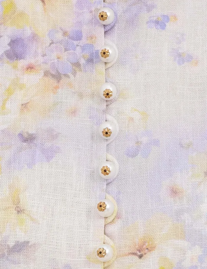 Women Dresses Zimmermann Crush Buttoned Mini Dress Lilac Floral