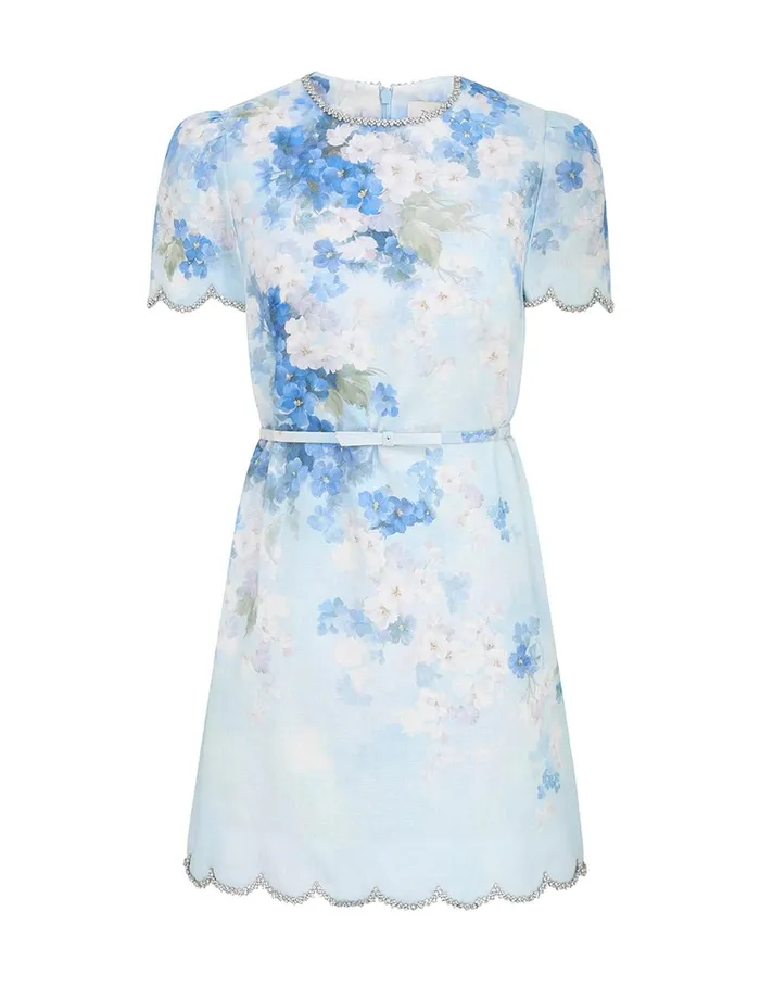 Women Dresses Zimmermann Crush Scalloped Shift Dress Blue Floral