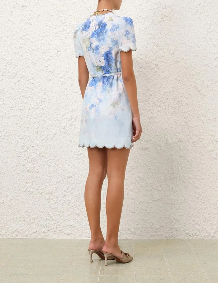 Women Dresses Zimmermann Crush Scalloped Shift Dress Blue Floral