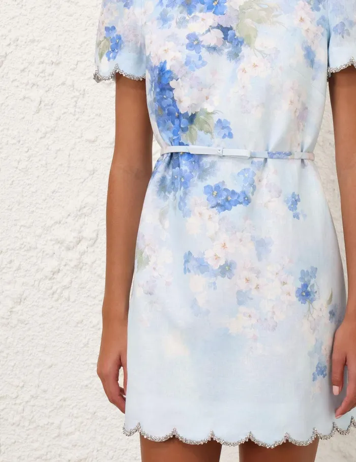 Women Dresses Zimmermann Crush Scalloped Shift Dress Blue Floral