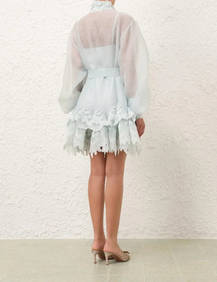 Women Dresses Zimmermann Crush Tiered Lace Shirt Dress Mint