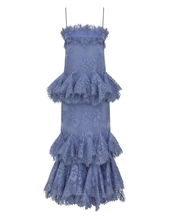 Women Dresses Zimmermann Eden Lace Handkerchief Dress Dusty Blue
