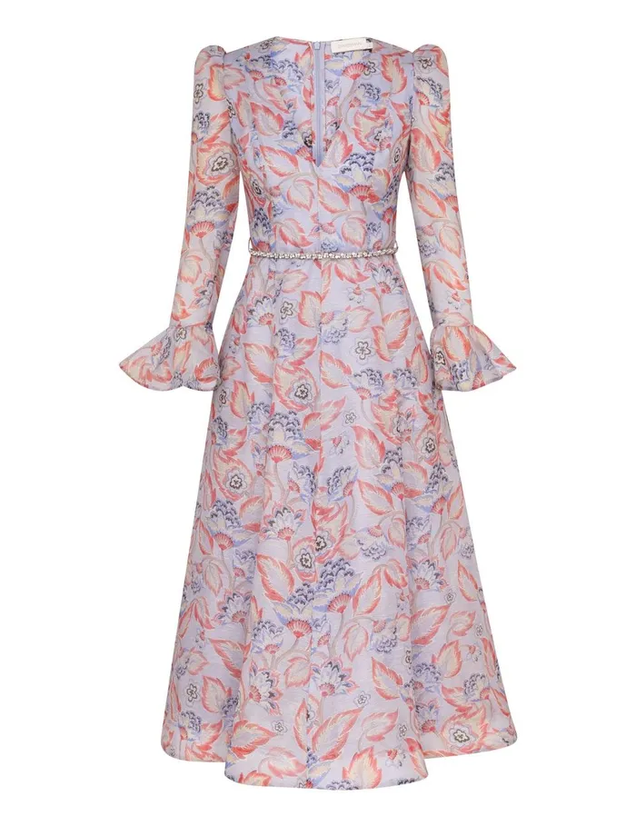Women Dresses Zimmermann Eden Long Sleeve Midi Dress Sapphire Eden