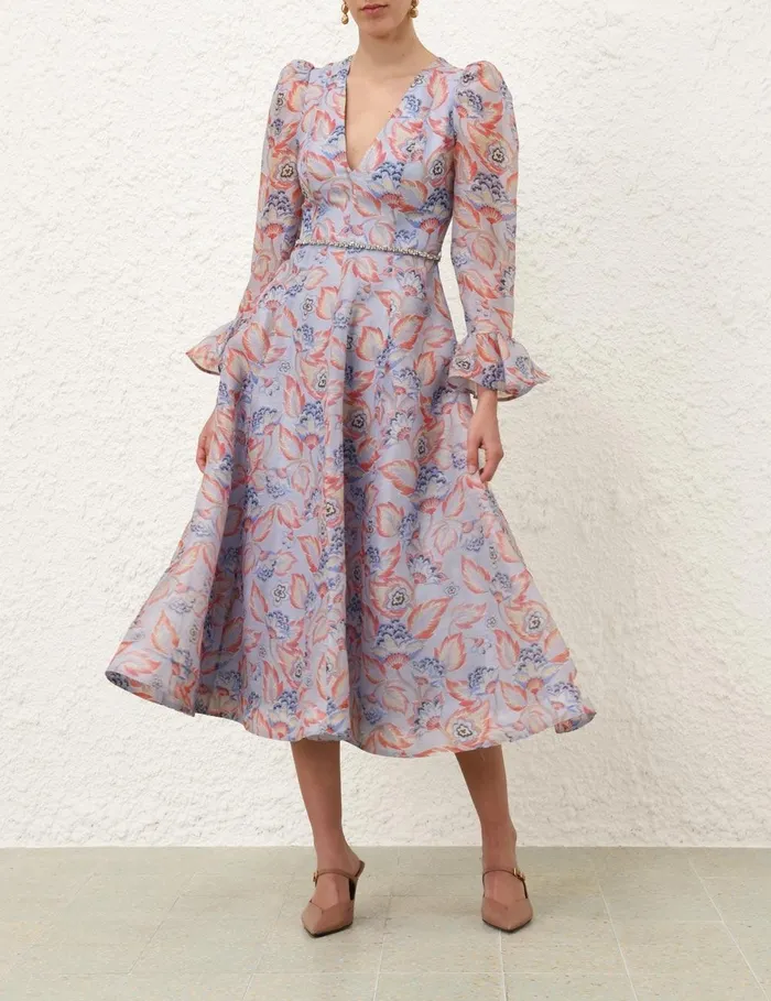 Women Dresses Zimmermann Eden Long Sleeve Midi Dress Sapphire Eden