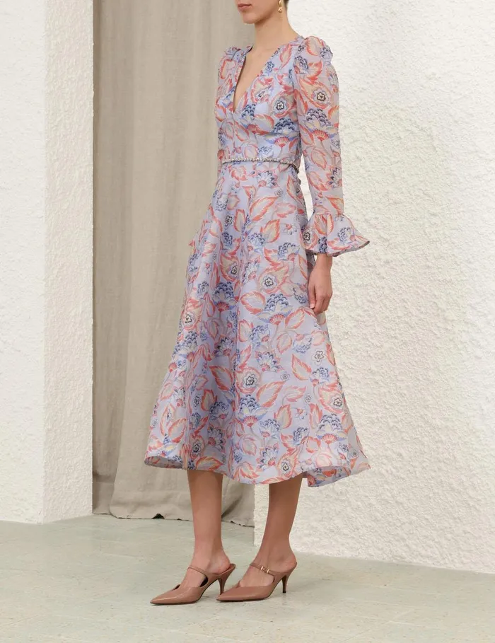 Women Dresses Zimmermann Eden Long Sleeve Midi Dress Sapphire Eden