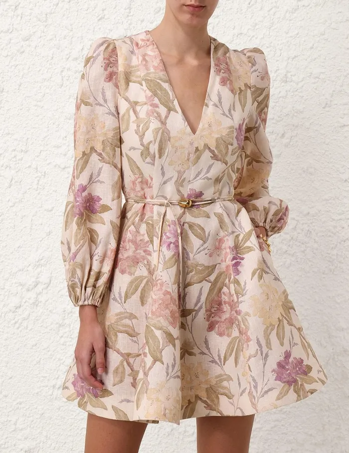 Women Dresses Zimmermann Illustration Belted Flip Dress Cream Inca Lily