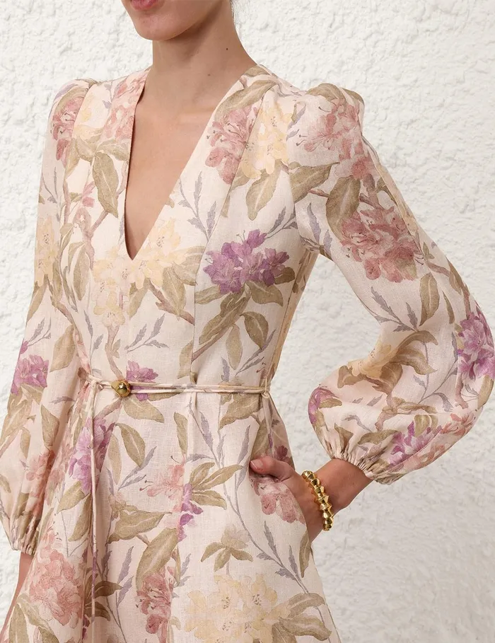 Women Dresses Zimmermann Illustration Belted Flip Dress Cream Inca Lily