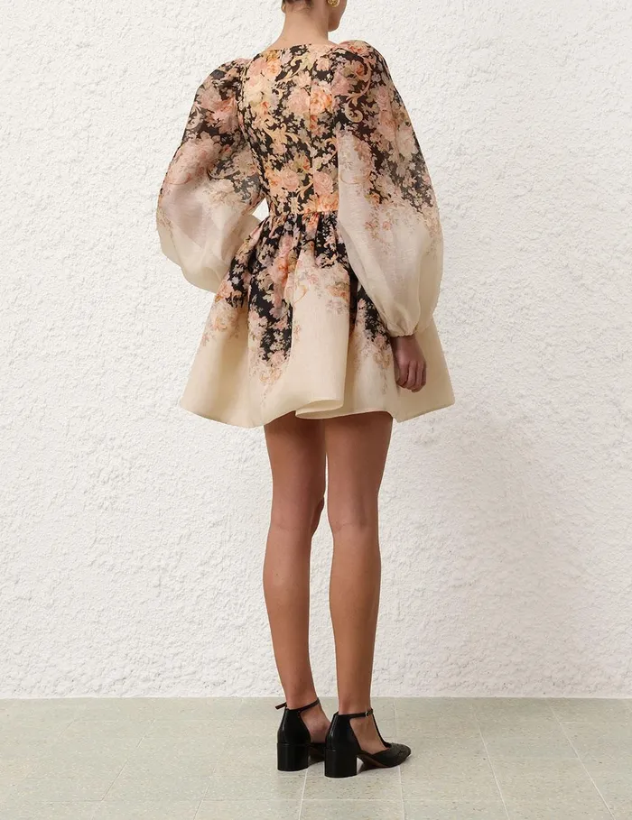 Women Dresses Zimmermann Illustration Draped Mini Dress Tea Rococo Floral