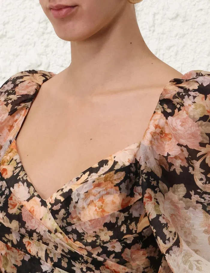 Women Dresses Zimmermann Illustration Draped Mini Dress Tea Rococo Floral