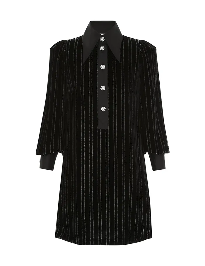 Women Dresses Zimmermann Illustration Velvet Mini Dress Blacksilver