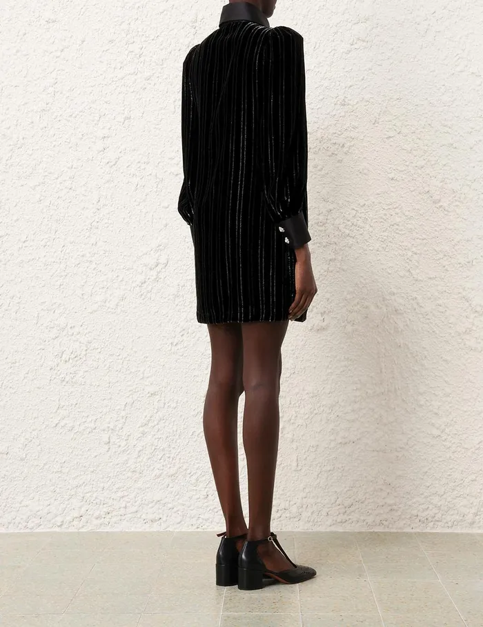 Women Dresses Zimmermann Illustration Velvet Mini Dress Blacksilver
