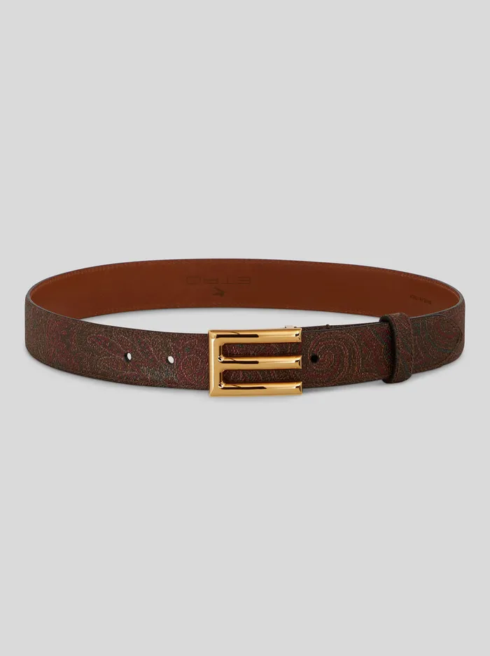 Women Etro Belts Paisley Belt With Buckle Red