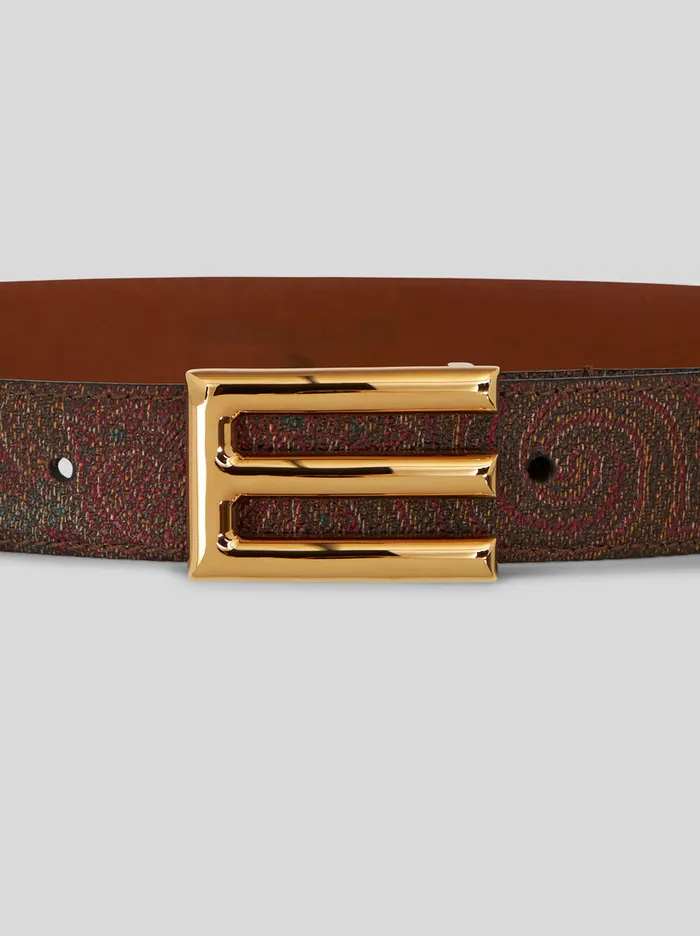 Women Etro Belts Paisley Belt With Buckle Red Women Etro Belts Paisley Belt With Buckle Red