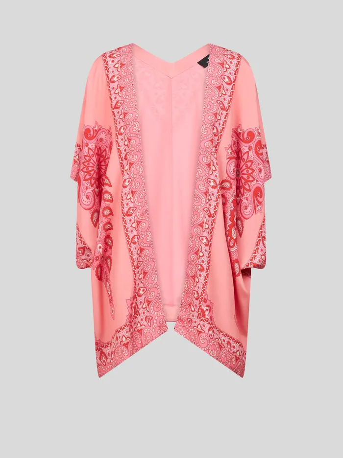 Women Etro Capes And Ponchos Kesa Robe With Tonal Placed Prints Pink