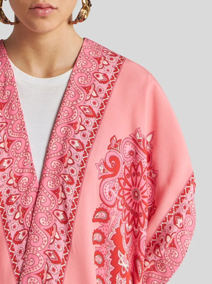 Women Etro Capes And Ponchos Kesa Robe With Tonal Placed Prints Pink Women Etro Capes And Ponchos Kesa Robe With Tonal Placed Prints Pink