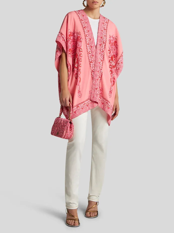 Women Etro Capes And Ponchos Kesa Robe With Tonal Placed Prints Pink Women Etro Capes And Ponchos Kesa Robe With Tonal Placed Prints Pink