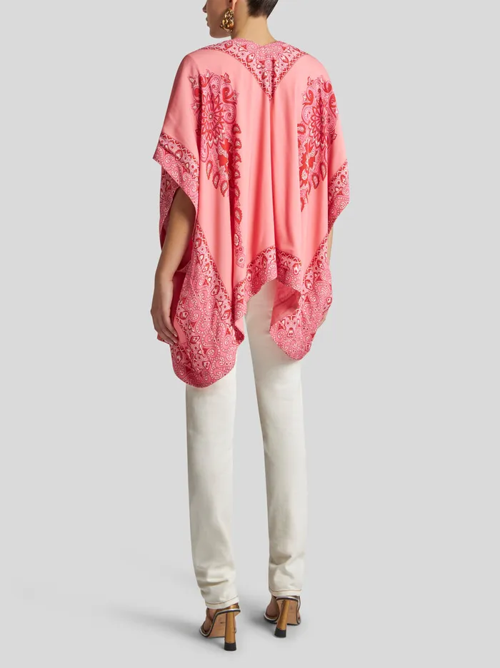 Women Etro Capes And Ponchos Kesa Robe With Tonal Placed Prints Pink Women Etro Capes And Ponchos Kesa Robe With Tonal Placed Prints Pink
