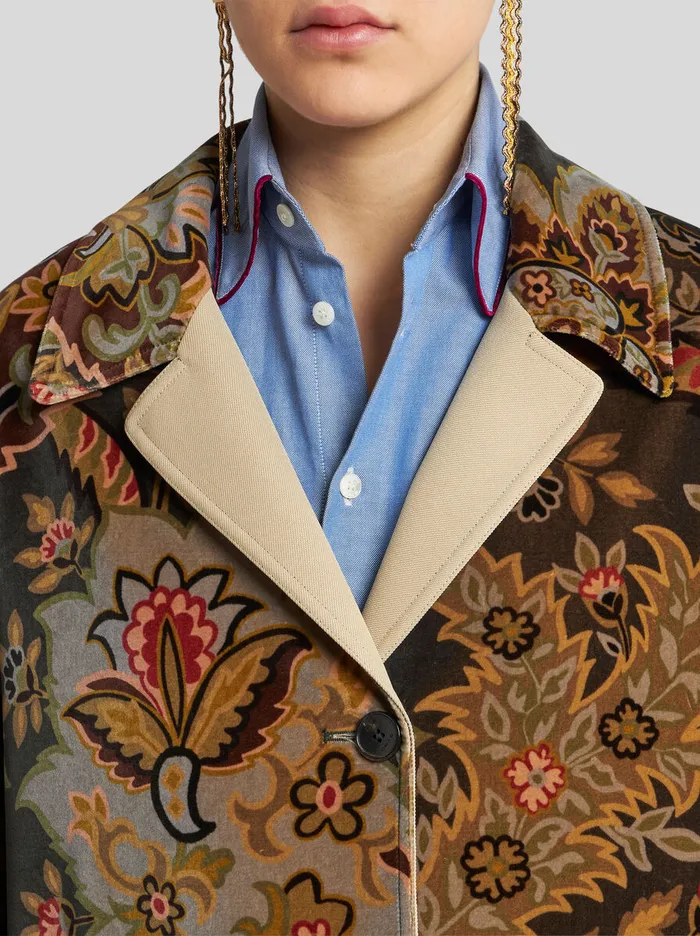 Women Etro Coats And Outerwear Floral Paisley Velvet Coat Dark Green Women Etro Coats And Outerwear Floral Paisley Velvet Coat Dark Green
