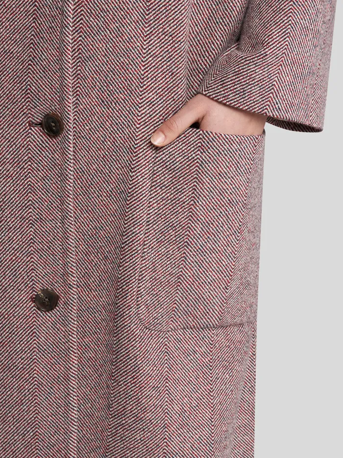 Women Etro Coats And Outerwear Wool Coat With Belt Pink Women Etro Coats And Outerwear Wool Coat With Belt Pink