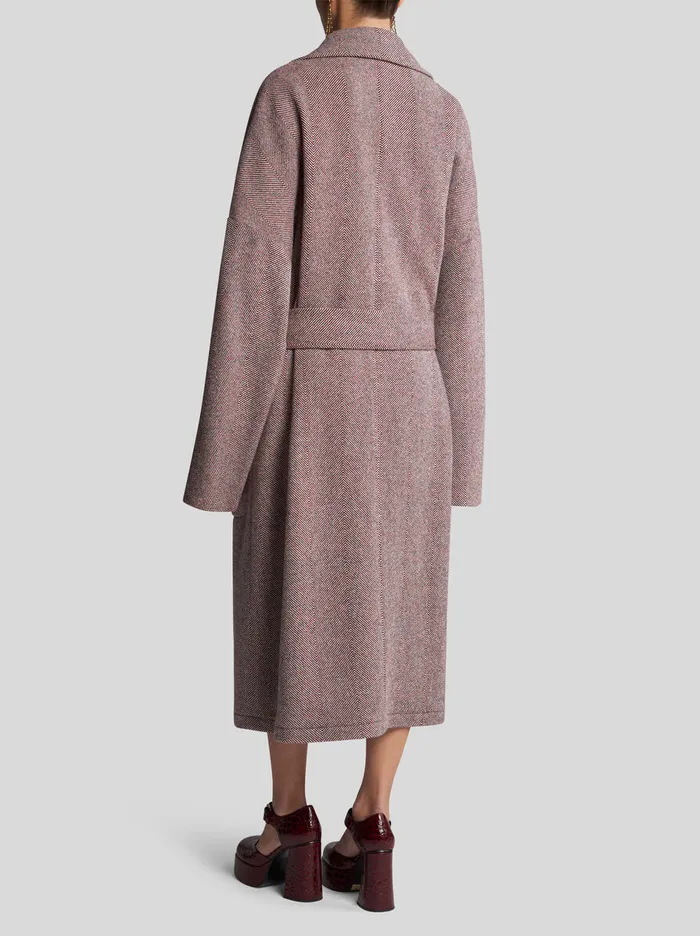 Women Etro Coats And Outerwear Wool Coat With Belt Pink Women Etro Coats And Outerwear Wool Coat With Belt Pink