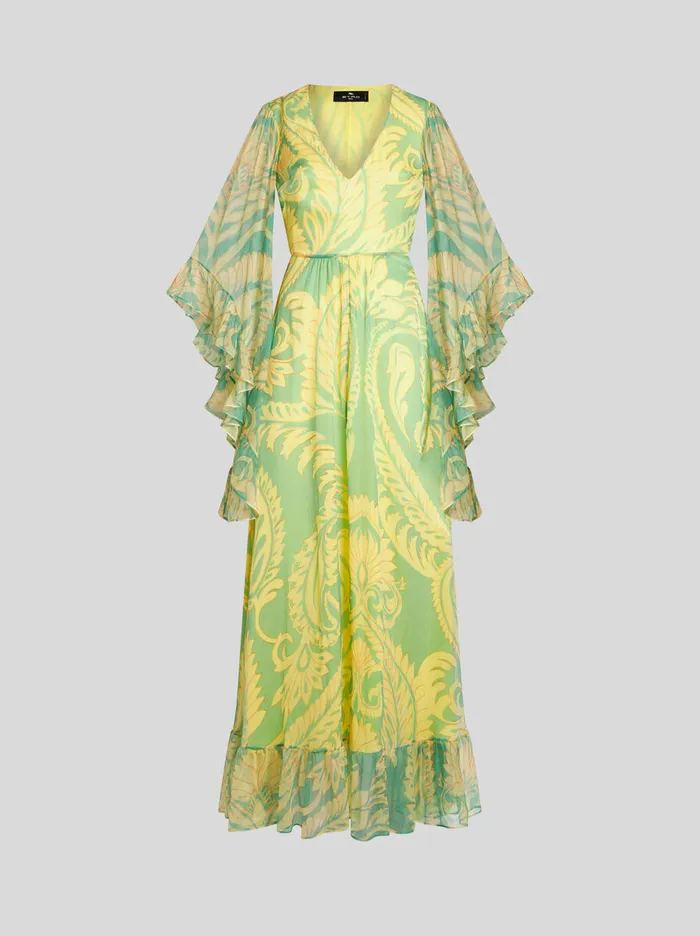 Women Etro Dresses Printed Silk Dress Green