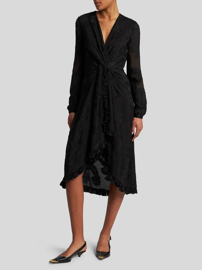 Women Etro Dresses Silk Jacquard Dress Black