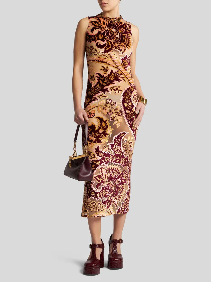 Women Etro Dresses Tulle And Jacquard Velvet Dress Beige Women Etro Dresses Tulle And Jacquard Velvet Dress Beige